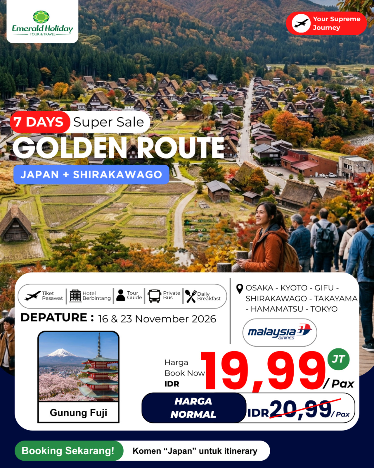 7D JAPAN SHIRAKAWAGO 16 - 23 NOV 26